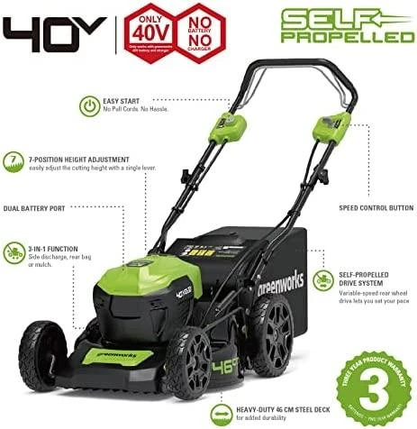 Akumuliatorinė savaeigė vejapjovė Greenworks GD40LM46SP (be akumuliatoriaus ir kroviklio)