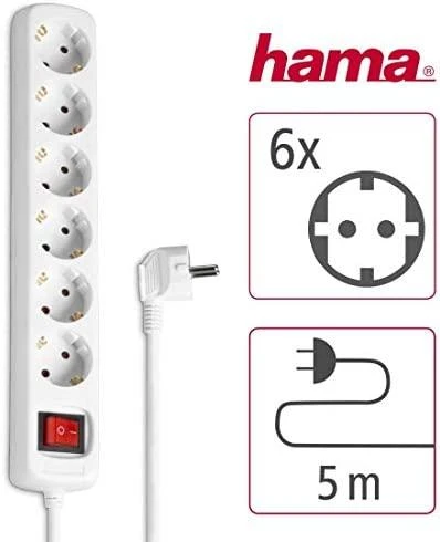 Hama 00108833 - 6 kintamosios srovės lizdas (-ai) - 230 V - 16 A - 3500 W - Baltas - Plastikas