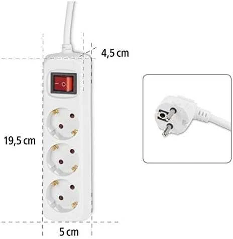 Prailginamasis laidas Hama 3 krypčių, jungiklis, 3m, Baltas
