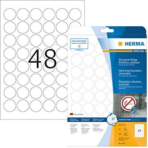 HERMA 4571 lipni etiketė Balta Keičiama 960 vnt