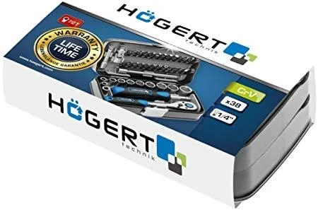 Įrankių komplektas Hogert HT1R462; 1/4''; 38 vnt.