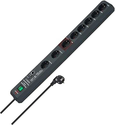 Brennenstuhl Secure-Tec 19.500A, 8xCEE 7/4, 1xCEE 7/7, 3m, juodas 1159490936 / GT-636