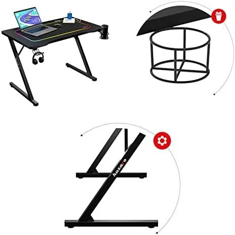 Žaidimų stalas Huzaro Hero 1.8 Gaming Desk, Juodos spalvos