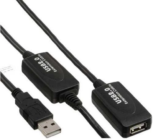USB kabelis InLine USB-A - USB-A 10 m Juodas (34612I)