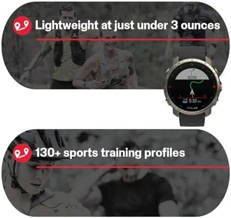 Išmanusis laikrodis Polar Grit X Pro Titan, Titano apvadas su juodu odiniu dirželiu