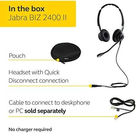 Jabra Biz 2400 II QD Duo NC Wideband Balanced Laidinės ausinės, QD, Juoda