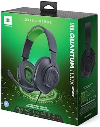 JBL Quantum 100X žaidimų ausinės, Juodos/Žalios spalvos