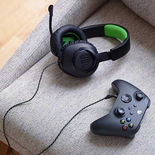JBL Quantum 100X žaidimų ausinės, Juodos/Žalios spalvos