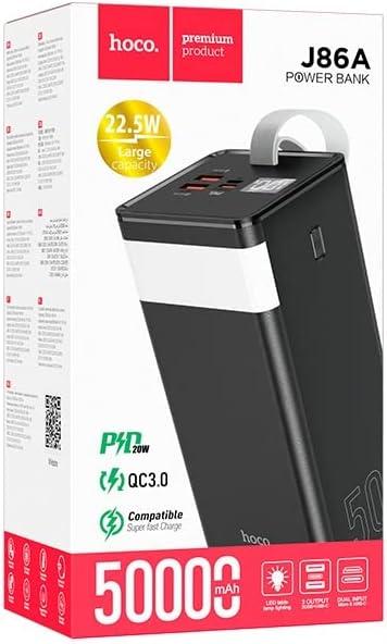 Išorinė baterija Power Bank Hoco J86A 22.5W Quick Charge 3.0 50000mAh juoda