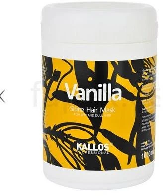 Kaukė sausiems plaukams suteikianti blizgesio Kallos Vanilla Shine Hair Mask 1000 ml