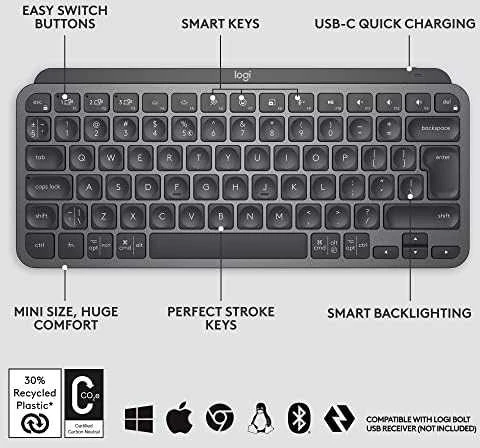 Belaidė klaviatūra Logitech MX Keys Mini, Grafito spalvos