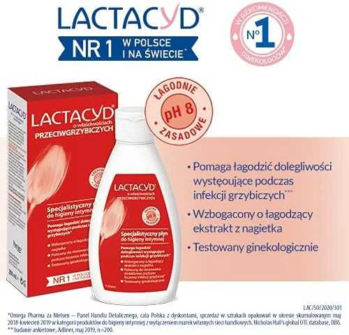 Lactacyd priešgrybelinis ginekologinis skystis intymiai higienai 200ml - 677377