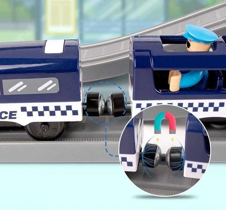 Lean Cars Policijos miesto traukinio rinkinys mėlynas
