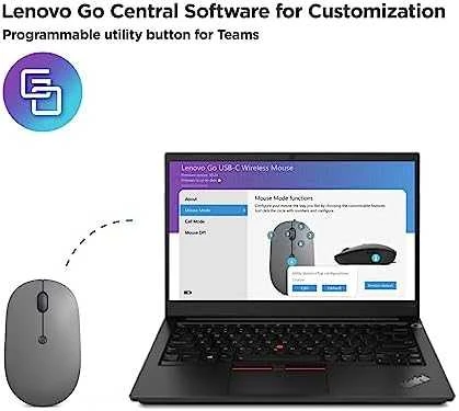 Belaidė pelė Lenovo Go USB-C, Audros pilkumo spalva