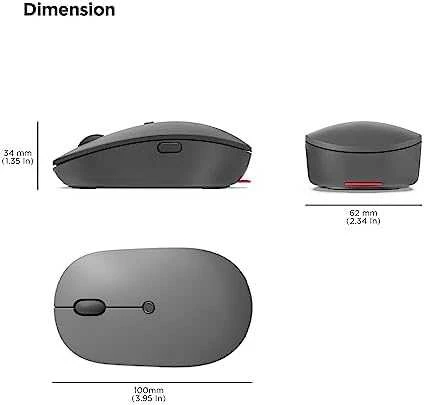 Belaidė pelė Lenovo Go USB-C, Audros pilkumo spalva