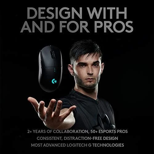 Logitech G PRO Belaidė žaidimų pelė, RF belaidė, 25600 DPI, Juoda