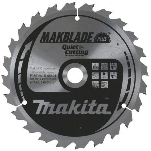 Makita T.C.T. pjūklas MAKBLADE PLUS 216X2.1X30mm 5° T60 B-08676 T.C.T • 216 x30 mm • T60 • 5° • Medienai