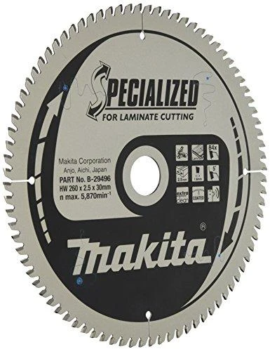 Makita T.C.T. pjūklas SPECIALIZED 260X2.5X30mm 5° T84 B-29496 T.C.T • 260 x30 mm • T84 • 5° • MDF/laminatui
