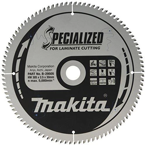 Makita T.C.T. pjūklas SPECIALIZED 305X2.5X30mm 5° T96 B-29505 T.C.T • 305 x30 mm • T96 • 5° • MDF/laminatui