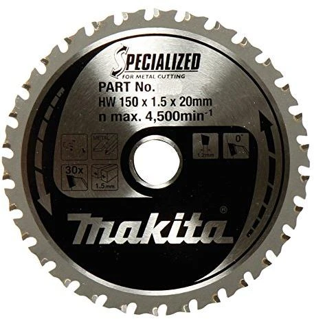 Makita T.C.T. pjūklas SPECIALIZED 150X1.4X20mm -15° T52 B-47042 T.C.T • 150 x20 mm • T52 • -15° • Plonam metalui