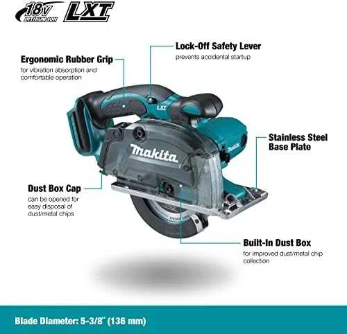 Makita DCS552Z Akumuliatorinis rankinis metalo pjūklas, 18 V, 51mm, ø136mm, Be akumuliatorių ir kroviklio!