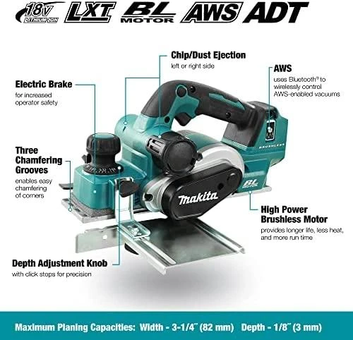 Makita DKP181Z Akumuliatorinis oblius, 18 V Li-ion, BL-motor, Be akumuliatorių ir kroviklio!