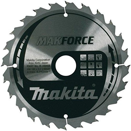 Makita T.C.T. pjūklas MAKFORCE 165X2X20mm 20° T10 B-08159 T.C.T • 165 x20 mm • T10 • 20° • Medienai