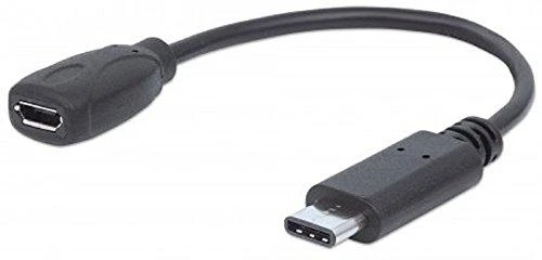Intracom MANHATTAN didelės spartos USB-C kabelis 0,15 m C vyriškas / Micro-B moteriškas 6 colių. juodas