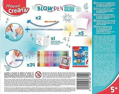 Maped CREATIV Blow Pen Art pučiamųjų flomasterių rinkinys, 24 spalvų