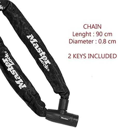 Masterlock MASTER LOCK Grūdinto plieno dviračio spyna su nailoniniu apvalkalu ir 2 raktais