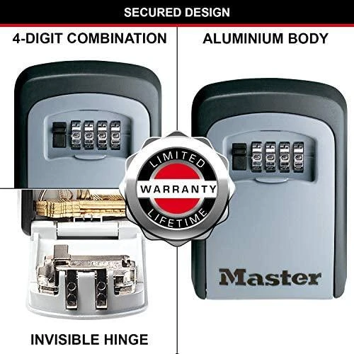 Master Lock Skaitmeninis sieninis seifas raktams su kodiniu užraktu, pakabinamas