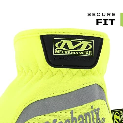 Mechanix Wear PirštinėsFastFit® HiViz geltonos 9/M dydis. Rauktas rankogalis, dirbtinė oda, TrekDry®, šviesą atspindintys užrašai