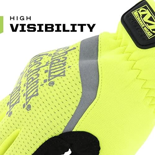 Mechanix Wear PirštinėsFastFit® HiViz geltonos 9/M dydis. Rauktas rankogalis, dirbtinė oda, TrekDry®, šviesą atspindintys užrašai