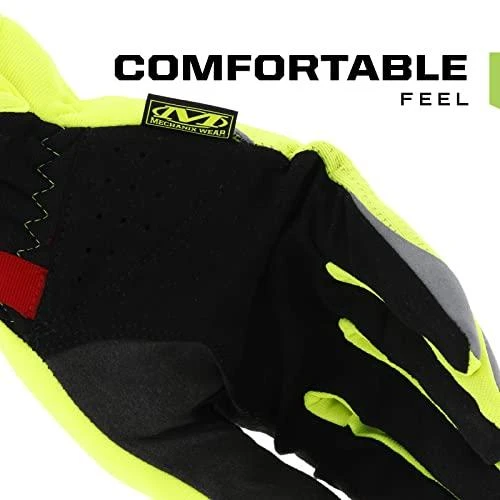 Mechanix Wear PirštinėsFastFit® HiViz geltonos 9/M dydis. Rauktas rankogalis, dirbtinė oda, TrekDry®, šviesą atspindintys užrašai