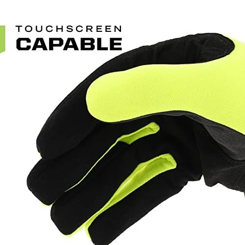 Mechanix Wear PirštinėsFastFit® HiViz geltonos 9/M dydis. Rauktas rankogalis, dirbtinė oda, TrekDry®, šviesą atspindintys užrašai