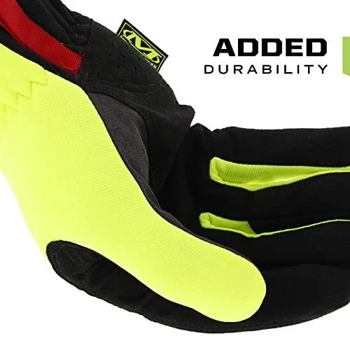 Mechanix Wear PirštinėsFastFit® HiViz geltonos 9/M dydis. Rauktas rankogalis, dirbtinė oda, TrekDry®, šviesą atspindintys užrašai