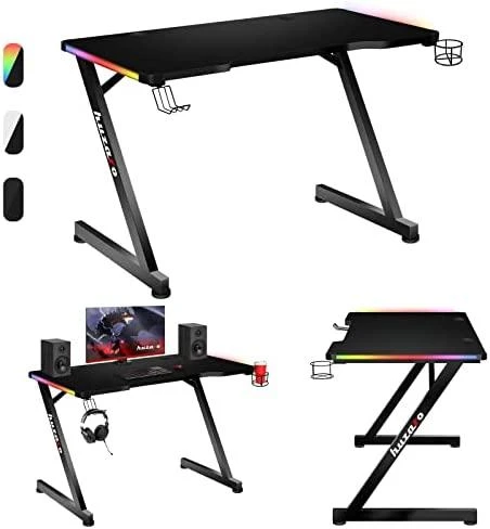 Žaidimų stalas Huzaro Hero 2.5 RGB, Juodas