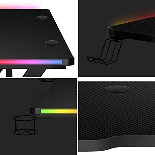 Žaidimų stalas Huzaro Hero 2.5 RGB, Juodas