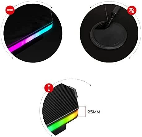 Žaidimų stalas Huzaro Hero 2.5 RGB, Juodas