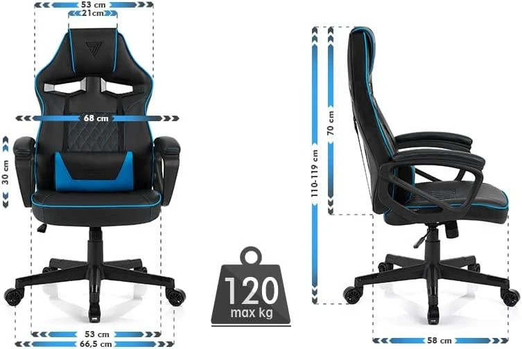Žaidimų kėdė SENSE7 Knight, Mėlyna (odinė)