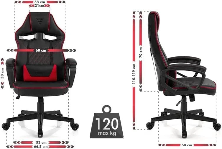 Žaidimų kėdė SENSE7 Knight, Raudona (odinė)