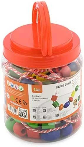 Viga New Classic Toys Įvairiaspalvių karoliukų rinkinys