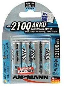 Ansmann AA 2100 mAh įkraunamos baterijos pakuotėje