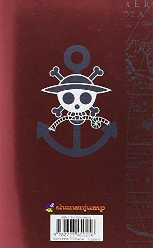 One Piece knygos nugarėlė su kaukolės simboliu