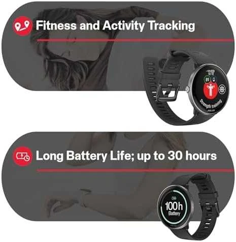 Išmanusis laikrodis Polar Ignite 3 Titanium, S-L dydžio, Juodos spalvos