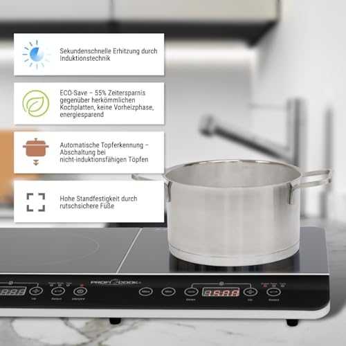 Clatronic Indukcinė Viryklė - Profi Cook PC-DKI 1067, 3500W, 2 Kaitvietės, Juoda