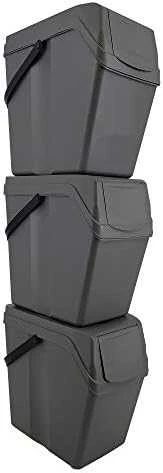 Prosperplast Rinkinys „Sortibox“ 3x25L pilkų atliekų rūšiavimo konteinerių rinkinys ISWB25S3