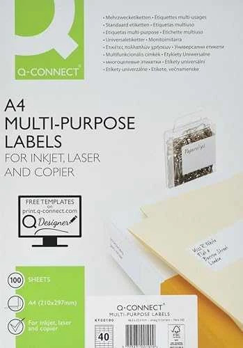 Q-Connect Universalios etiketės Q-CONNECT, 48,5x25,4 mm, stačiakampės, baltos 100 lapų