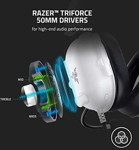 Esports Žaidimų Ausinės Razer BlackShark V2 X, Baltos