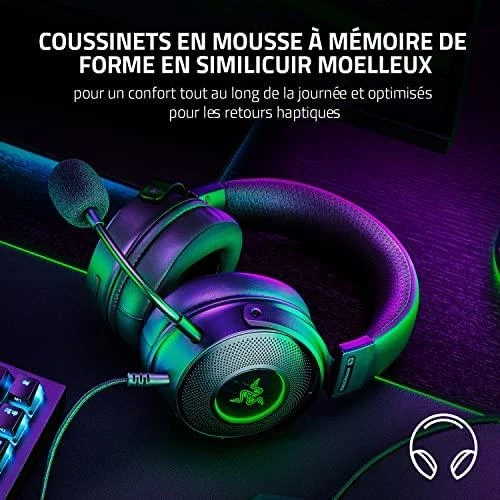 Žaidimų Ausinės Razer Kraken V3 HyperSense, USB jungtis, Chroma RGB, Juodos
